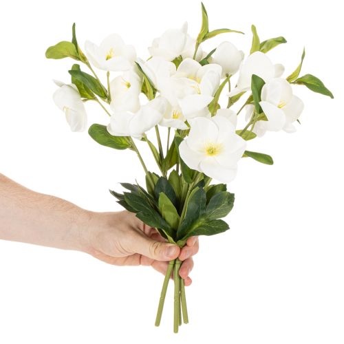 Karácsonyi Rózsa Művirág Fehér Dekoratív Művirág Csokor, 40cm, 4 Darab | Floristik24.hu