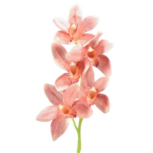 Floristik24 Cymbidium orchidea mesterséges 5 virágú őszibarack 65cm