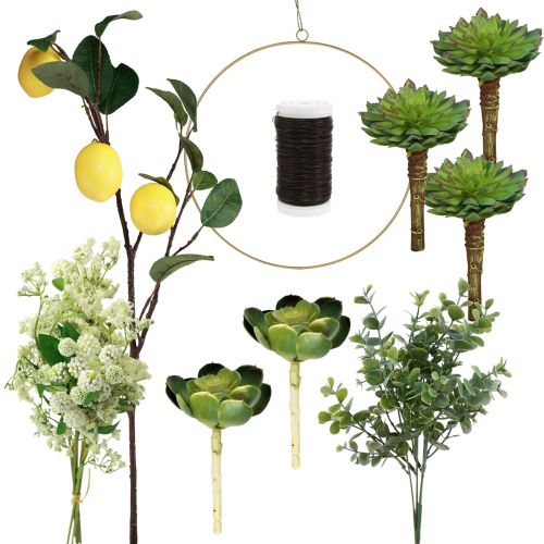 Floristik24 Barkácsdobozdíszítő gyűrű citromdíszítéssel akasztható Ø40cm