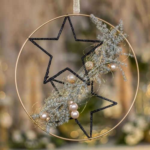 Floristik24 DIY doboz ablakdísz Karácsonyi fekete arany drót Ø30cm