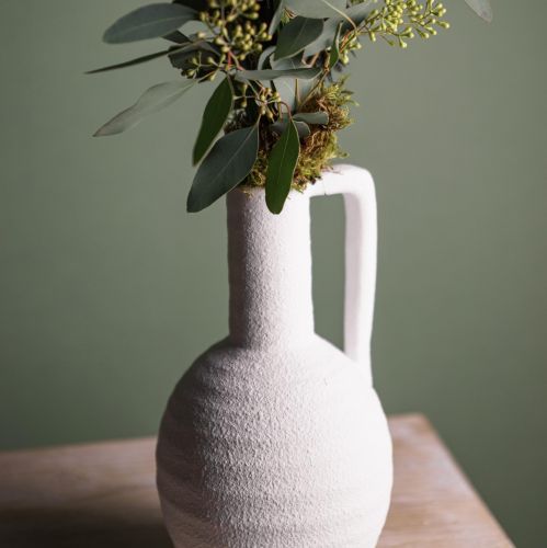 tételeket Dekoratív váza fehér virágváza fogantyúval kerámia H26cm