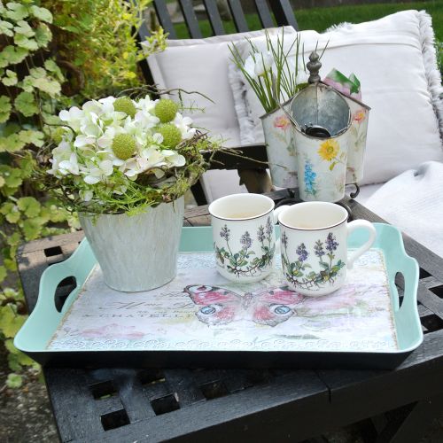 Floristik24 Tálca vintage pillangó 44x30cm