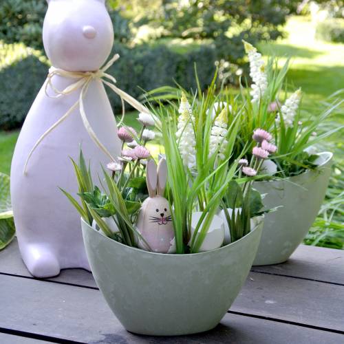 Floristik24 Dekoratív tál növényi tál kék 24cm x 10cm H14cm 1 db