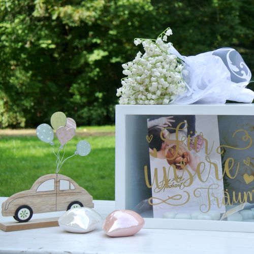 Floristik24 Fa autó léggömbökkel 17cm x 15cm 2db