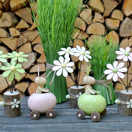 Floristik24 Nyuszi a tojáskocsiban 15cm x 8cm x 7,5cm 3db