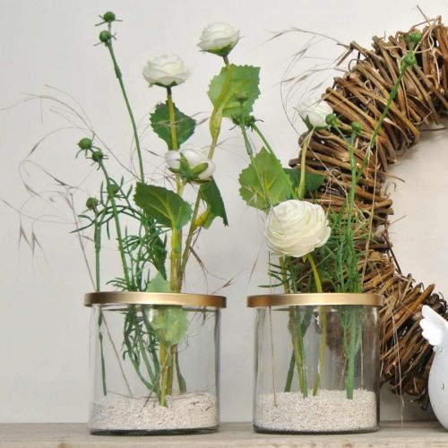 Floristik24 Üvegváza bedugható fedéllel, bedugható ráccsal, asztali váza bedugható segédeszközzel H10cm Ø10cm