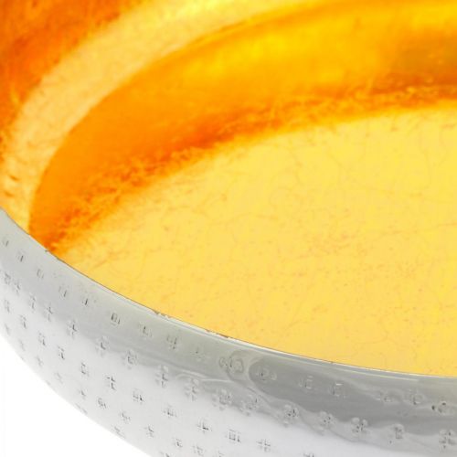 Floristik24 Dekoratív fémtál, kerek arany-ezüst tálca Ø36,5cm