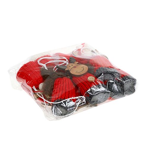 Floristik24 Deco akasztós szarvas 7,5cm piros-fehér 12db