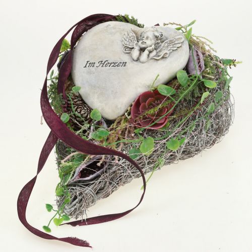 Floristik24 Szív rózsaszürkével 16,5cm x 10cm 2 db