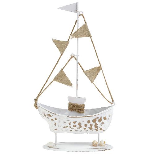 Floristik24 Dekoratív csónak álló fehér H22cm