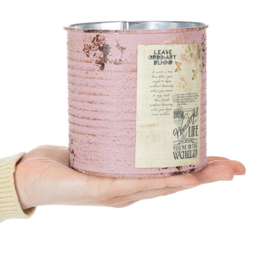 Dekoratív bádog, antik rózsa, fém doboz ültetéshez, Ø11cm M10.5cm | Floristik24.hu