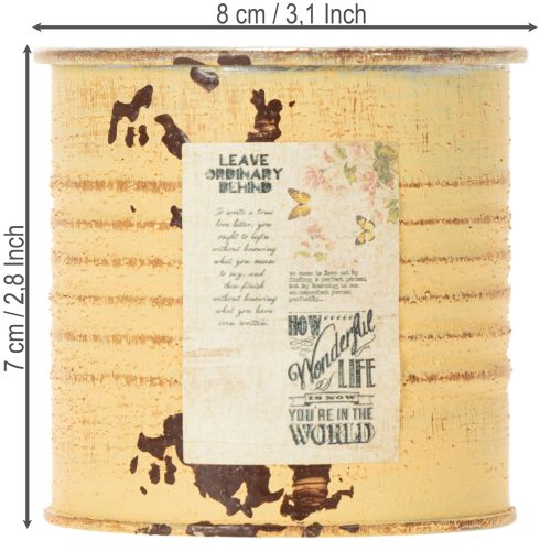 tételeket Dekoratív fémdoboz, nyári barack színű, fém doboz, kaspó, Ø8cm M7.5cm