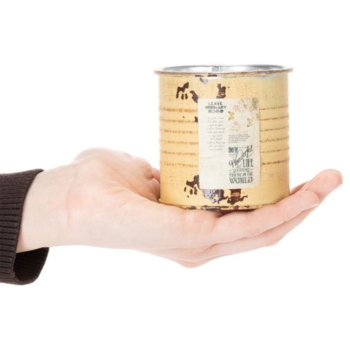 tételeket Dekoratív fémdoboz, nyári barack színű, fém doboz, kaspó, Ø8cm M7.5cm