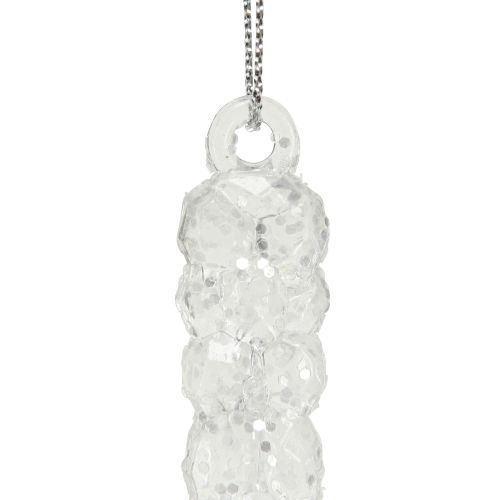 tételeket Dekoratív jégcsapok akasztani téli átlátszó glitterhez 14cm 4db