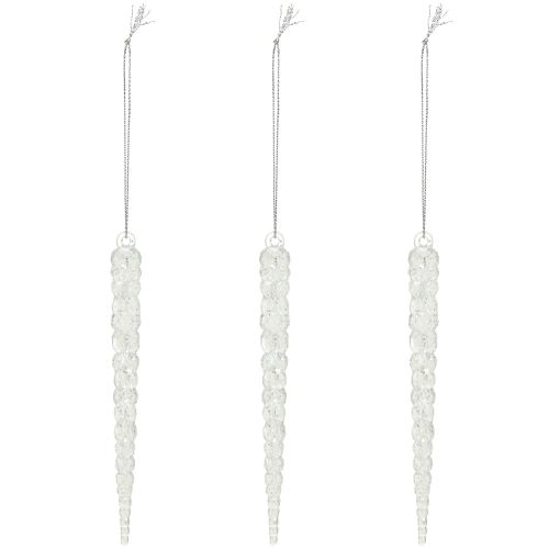 tételeket Dekoratív jégcsapok akasztani téli átlátszó glitterhez 14cm 4db