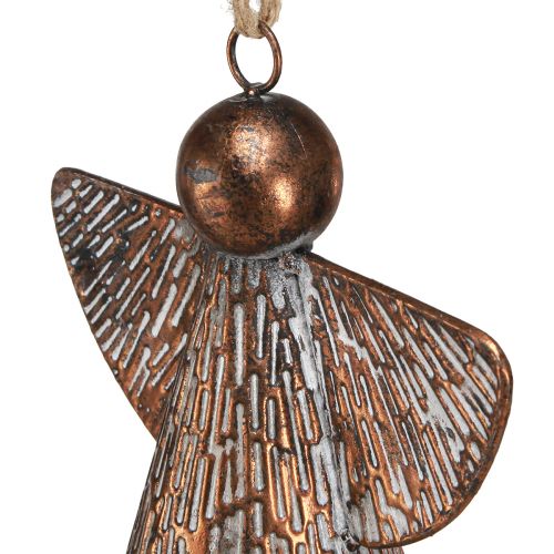 tételeket Dekoratív Őrangyal Fém Harang Bronz Fehér Vintage Shabby Chic 21x13,5x24cm