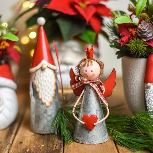 Floristik24 Dekoratív angyal korona fémezüsttel, piros Ø7,5 H13,5cm 2db