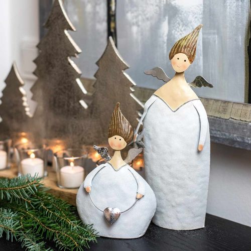 Floristik24 Dekoratív angyal trió fém fehér, glitter Ø10 / 11,5 / 7cm H28,5 / 18 / 21cm 3db