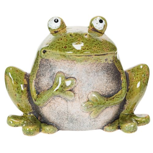 Dekoratív Béka Kerámia Zöld Barna Vintage H15.5cm | Floristik24.hu
