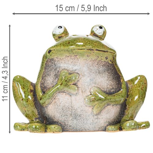 Dekoratív Béka Kerámia Zöld Barna Vintage H15.5cm | Floristik24.hu