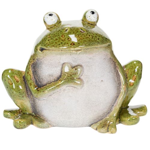 Dekoratív Béka Kerámia Zöld Barna Vintage H15.5cm | Floristik24.hu