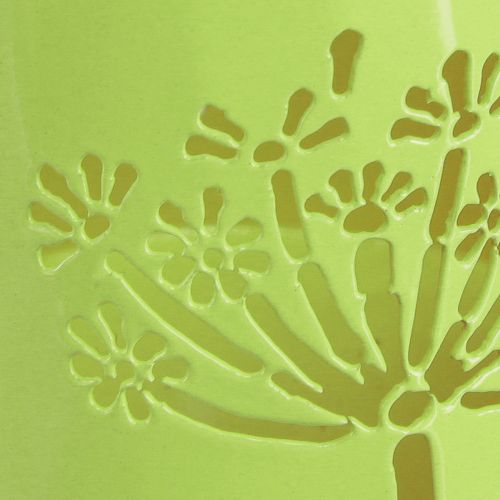 tételeket Dekoratív fém öntözőkanna, pitypang mintával, zöld, 12 cm magas, 2 darabos, dekoratív váza, shabby chic