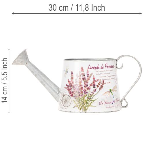 Dekoratív fém öntözőkanna, levendula, retró kerti design, 30×11×14,5cm | Floristik24.hu