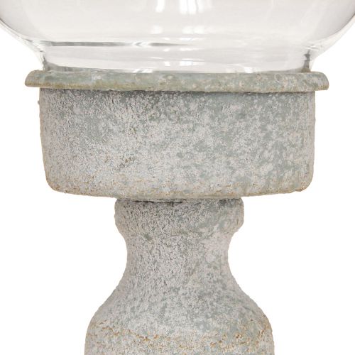 tételeket Dekoratív üvegpohár vintage fém szürke shabby chic Ø8cm M15.5cm