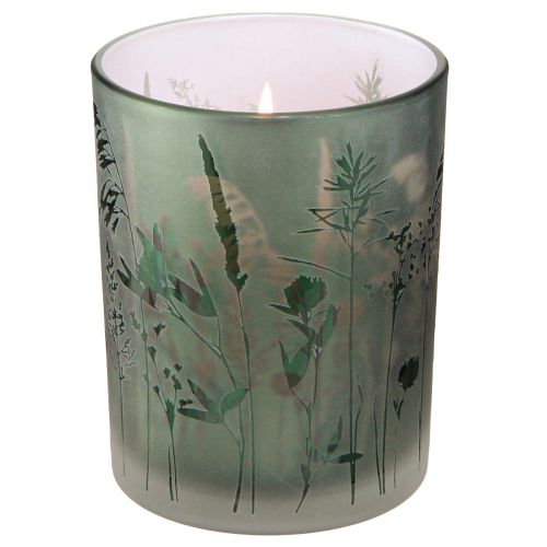 tételeket Dekoratív üveglámpás zöld fehér motívum rét H12,5cm 2 db