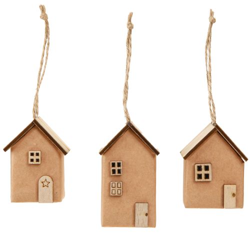 tételeket Dekoratív Ház 9 Darabos Karácsonyfa Dísz Vörösesbarna Fa