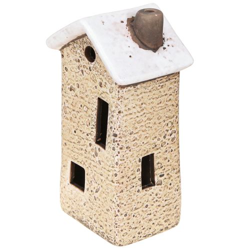 Floristik24 Dekoratív kerámia házikó krémvörös szürke 10/12/13,5 cm 3 darab