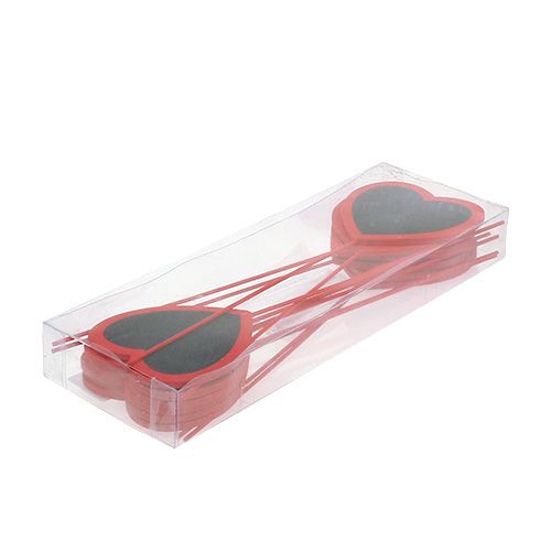 Floristik24 Dekoratív szív piros íráshoz 9cm x 9cm 12db