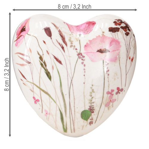 Floristik24 Dekoratív szívek kerámia asztaldísz mákropogtató 8cm 3db