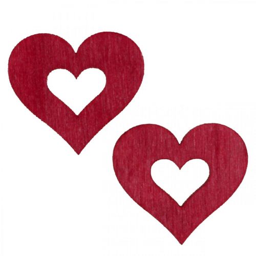 Floristik24 Dekoratív szívek szórvány dekoráció fa szívek piros Ø2cm 144db