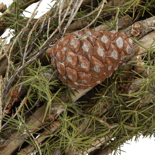 tételeket Természetes díszkoszorú gallyakkal és cédrustobozokkal, fa koszorú, ajtókoszorú, fali dekoráció, asztaldísz, vidéki ház/bohó stílus, Ø40cm