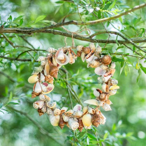 Floristik24 Dekoratív koszorú kagylók és csigák natúr tengeri dekoráció Ø30cm