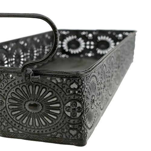 Floristik24 Fém doboztálca szürke 40,5 cm x 12,5 cm x 5 cm