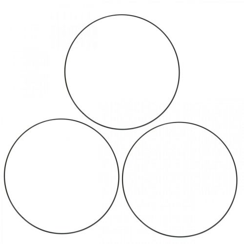 Floristik24 Dekoratív fém gyűrű díszgyűrű Scandi gyűrű fekete Ø20,5cm 6 db