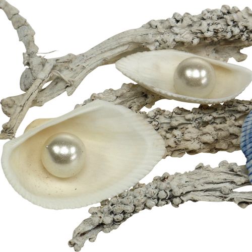 tételeket Deco mix shell gyöngy és fa fehér, kék 200g