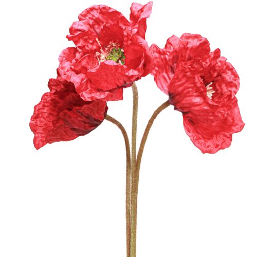 Floristik24 Deco Poppy Nagy Művirágok Piros Pipacsok 88cm 3 Db