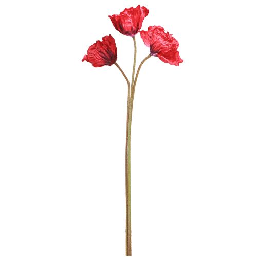 Floristik24 Deco Poppy Nagy Művirágok Piros Pipacsok 88cm 3 Db