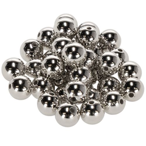 tételeket Dekoratív ezüst metál gyöngyök, 14 mm, 35 darab