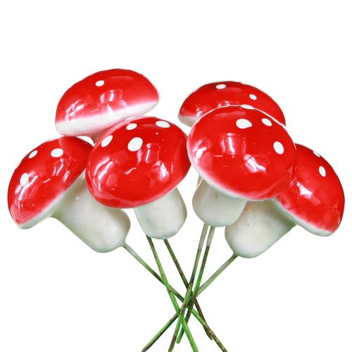 Floristik24 Díszgomba légyölő galóca drótra ragasztásához Ø2,5cm 36 db