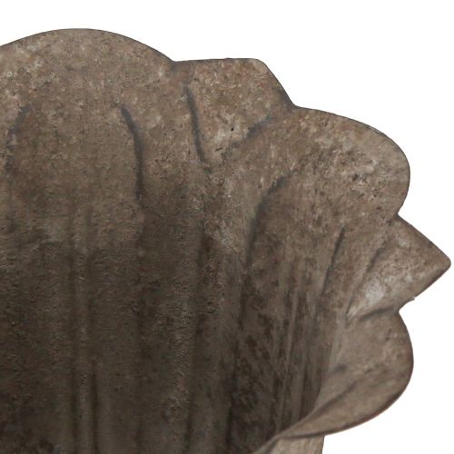 tételeket Vintage díszes virágtartó, antik hatású, szürkésbarna, Ø15cm, M16cm, rusztikus asztaldísznek és stílusos otthoni kiegészítőknek