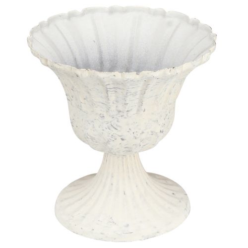 Floristik24 Dekoratív csésze Antik fehér fémkehely Shabby Chic Ø12cm H12cm
