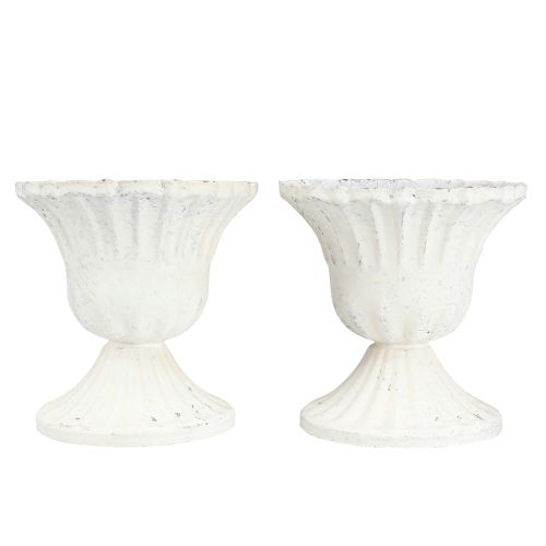 Floristik24 Dekoratív csésze Shabby Chic Chalice Fehér Ø8cm H8,5cm 2db