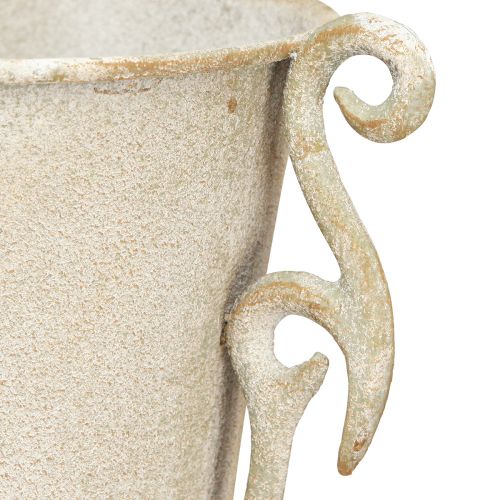 tételeket Dekoratív trófeaváza, vintage fém, antik stílusú, fogantyúkkal, szürke, Ø15cm M59cm, szárított virágoknak és lakberendezési tárgyaknak