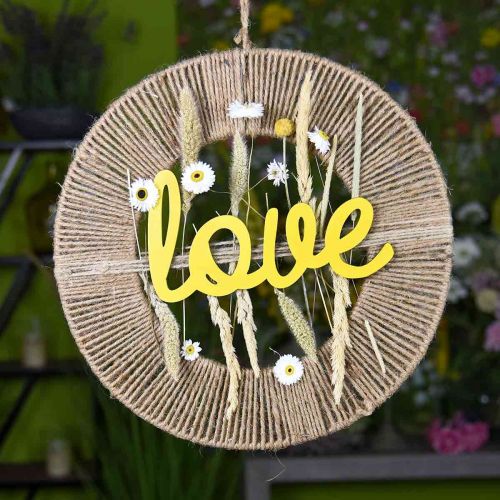 tételeket Dekoratív akasztógyűrű, bohém stílus, natúr ezüst, Ø39,5cm