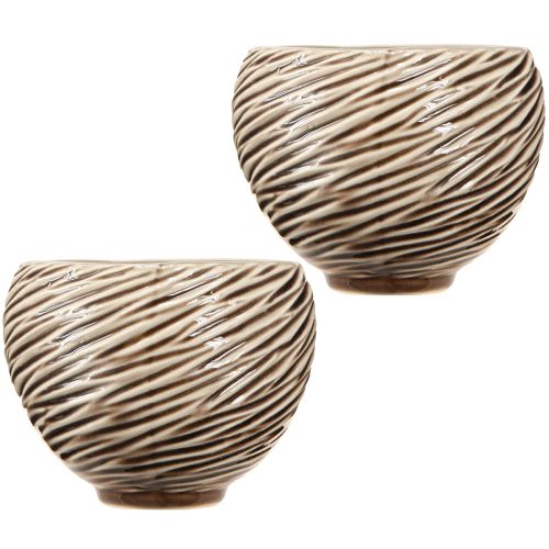 tételeket Dekoratív tál virágcserép Kerámia Bézs Barna Ø15cm 2db