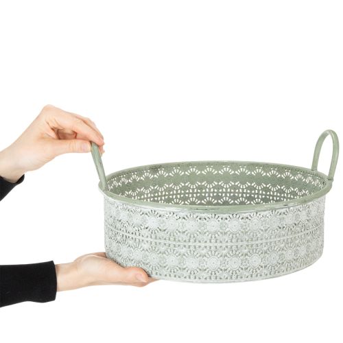 tételeket Dekoratív fémtál fülekkel, vintage virágtartó, 3 db-os készlet